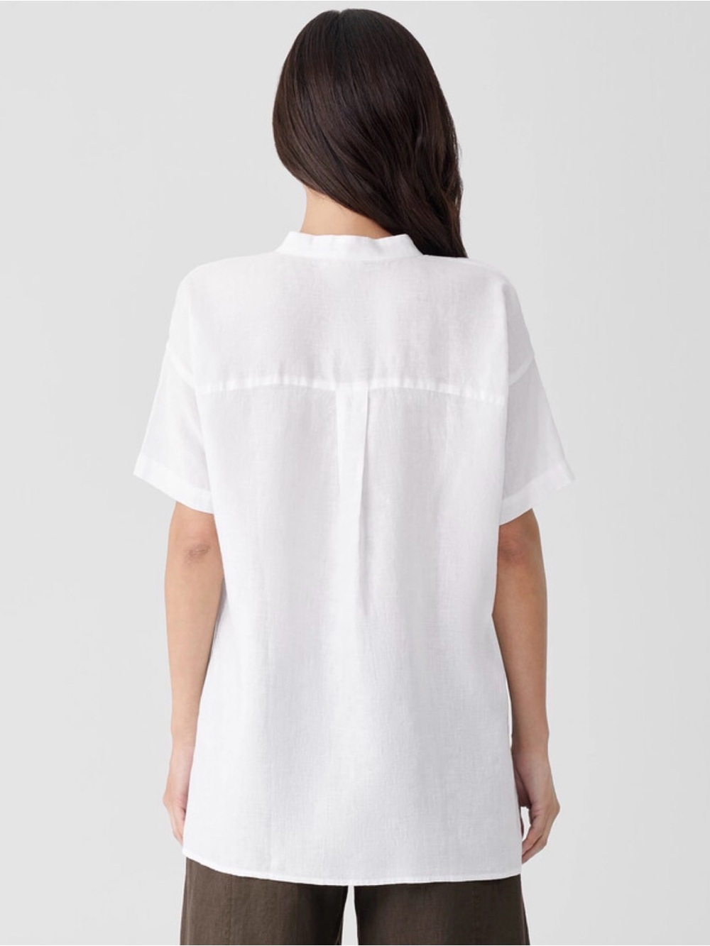 Eileen Fisher Handkerchief Linen Short-Sleeve Long Shirt White Extra Small XS - Picture 3 of 9